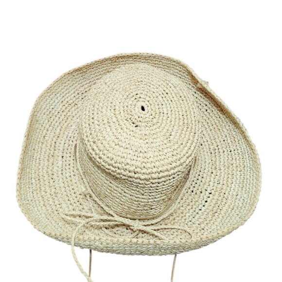 Scala Collection Women Straw Sun Hat Wide Brim Natural Raffia OneSize Chin Strap - Picture 4 of 8